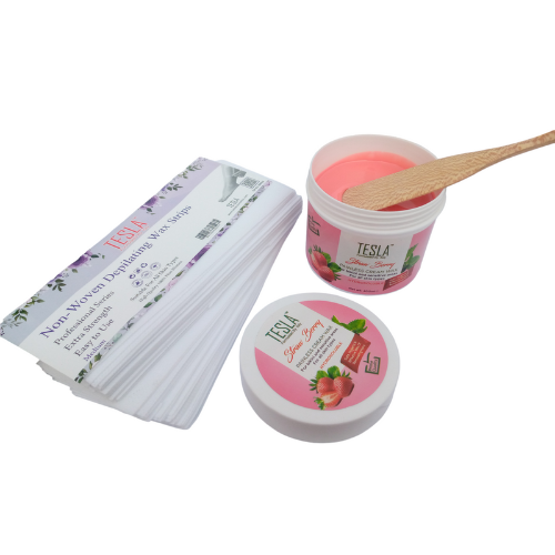 Painless Cream Wax Strawberry Flavor ( 1 Wood Spatula + 1 Strip Pack )